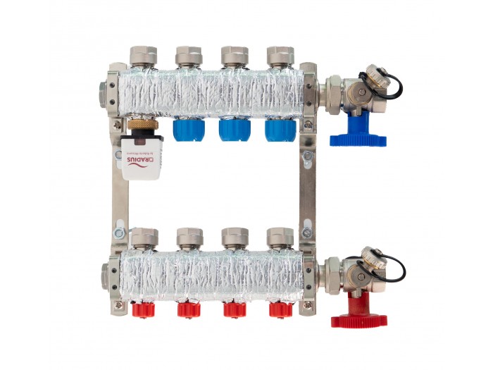 COLLETTORE DISTRIBUZIONE CON RACCORDI PEX 16X1,5 - Versione INOX  e POLIMERICA